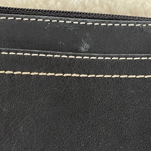 Coach Mini Skinny Case Key Ring Black Leather Zipper VTG Side Pocket - Picture 4 of 7